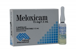 Meloxicam Solución 15 mg / 1.5 mL Caja Con 3 Ampollas Rx