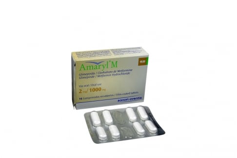 Amaryl M 2 / 1000 mg Caja Con 16 Comprimidos Recubiertos Rx4