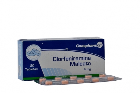 Clorfeniramina 4 mg Caja Con 20 Tabletas