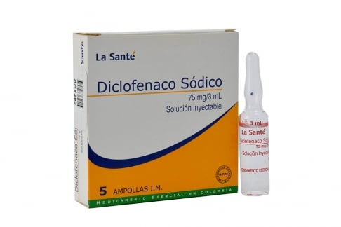 Diclofenaco Sódico 75 mg Inyectable Caja Con 5 Ampollas Rx