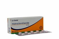 Hidroclorotiazida 25 mg Caja Con 30 Tabletas Rx.-