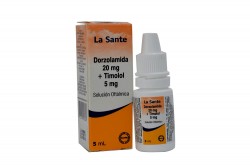 Dorzolamida 20 mg + Timolol 5 mg Caja Con Frasco Gotero Con 5 mL Rx4