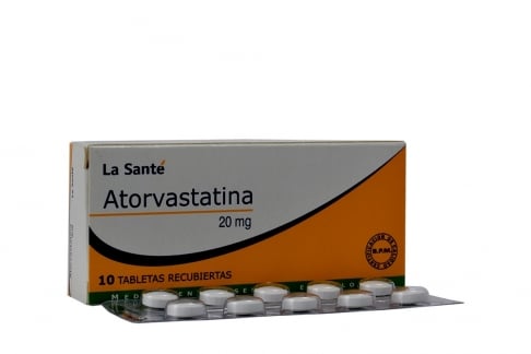 Atorvastatina 20 Mg Caja Con 10 Tabletas Recubiertas Rx.-