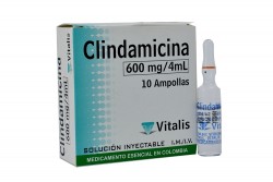 Clindamicina 600 mg / 4 mL Caja Con 10 Ampollas Solución Rx2