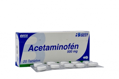 Acetaminofén 500 Mg Caja Con 20 Tabletas