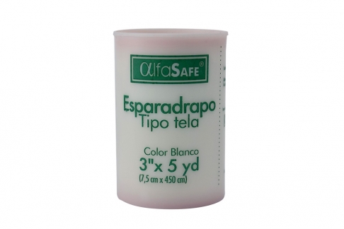 Alfasafe Esparadrapo Tela Blanco 3" x 5 Yardas Bolsa Con 1 Unidad