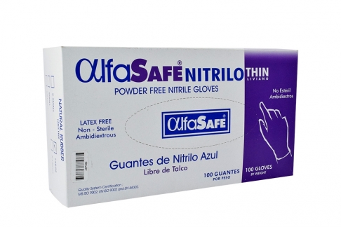 Guante Nitrilo Alfa Azul Talla L Caja Con 100 Unidades