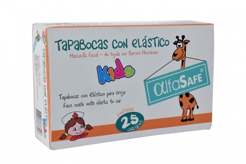 Tapabocas Alfa Safe Kids Con Elástico Caja Con 25 Unidades