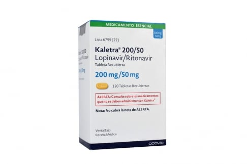 Kaletra 200 / 50 mg Caja Con Frasco Con 120 Tabletas Recubiertas  Rx Rx1 RX4